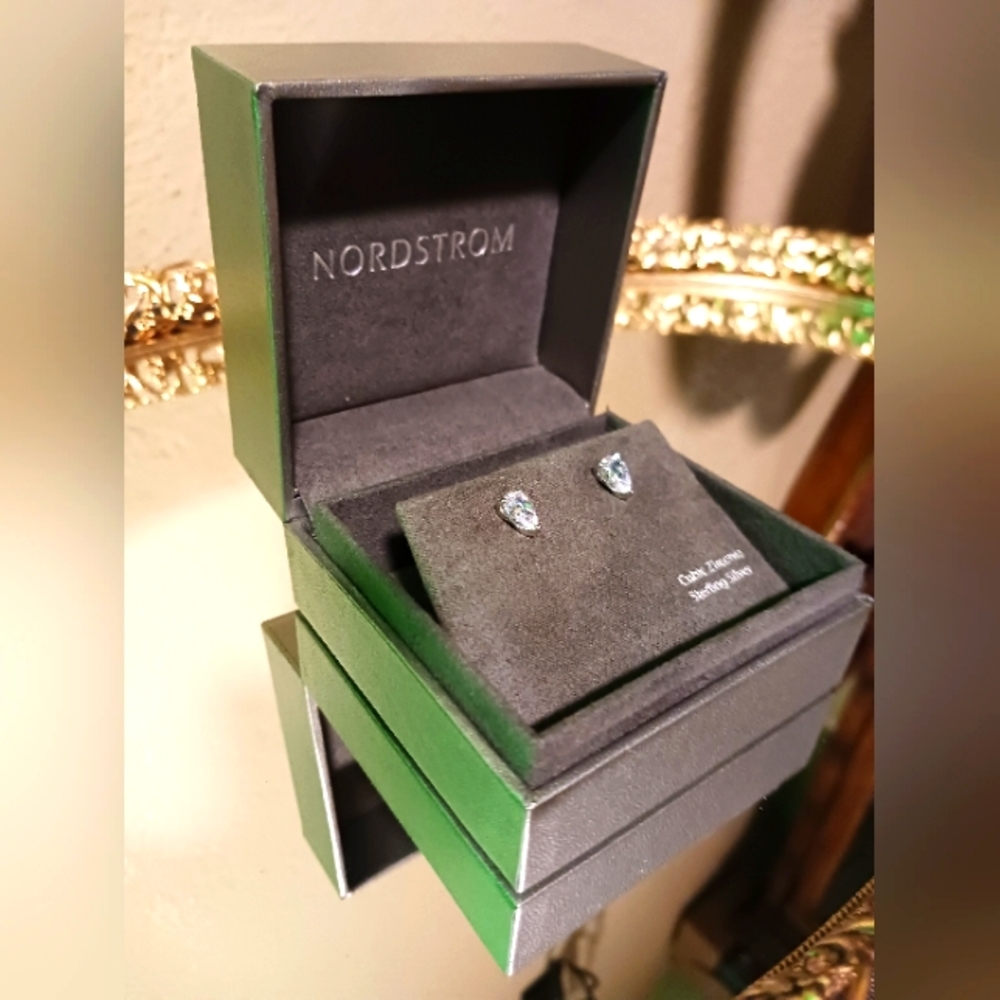 NORDSTROM Sterling Silver Cubic Zirconia Teardrop Earrings